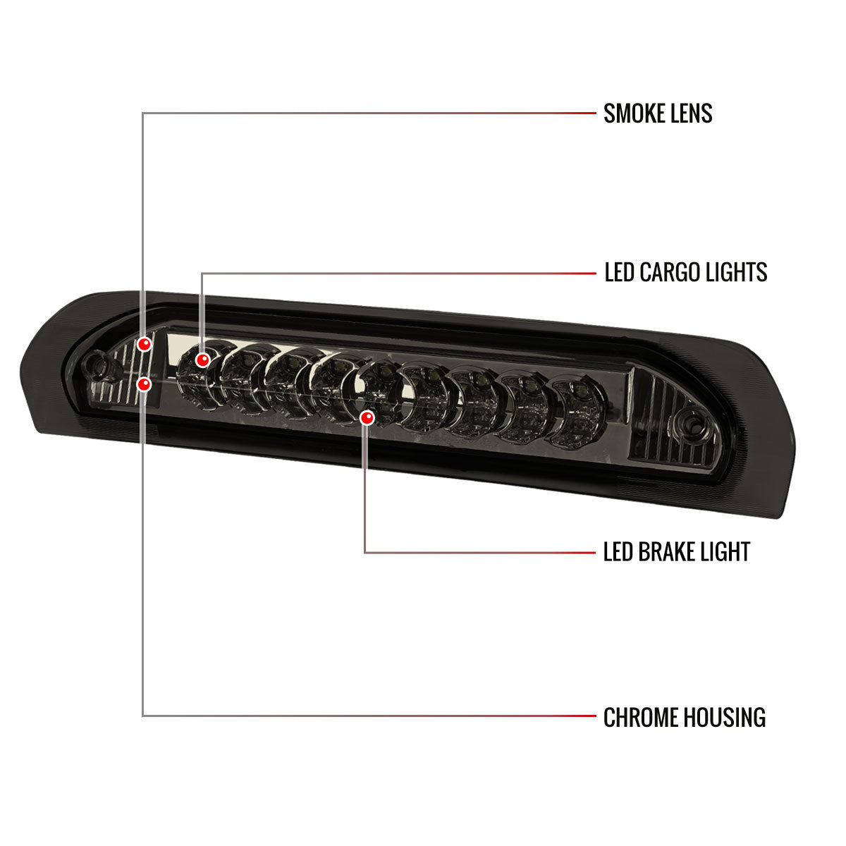 2002-2008 Dodge RAM LED 3rd Brake Light (Chrome Housing/Smoked Lens)