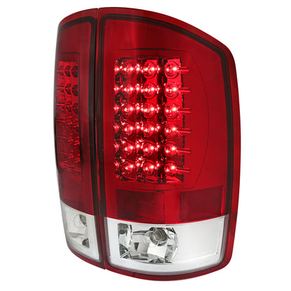 2002-2006 Dodge RAM LED Tail Lights (Chrome Housing/Red Clear Lens)