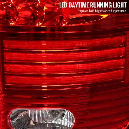 2002-2006 Dodge RAM V2 LED Tail Lights (Chrome Housing/Red Clear Lens)