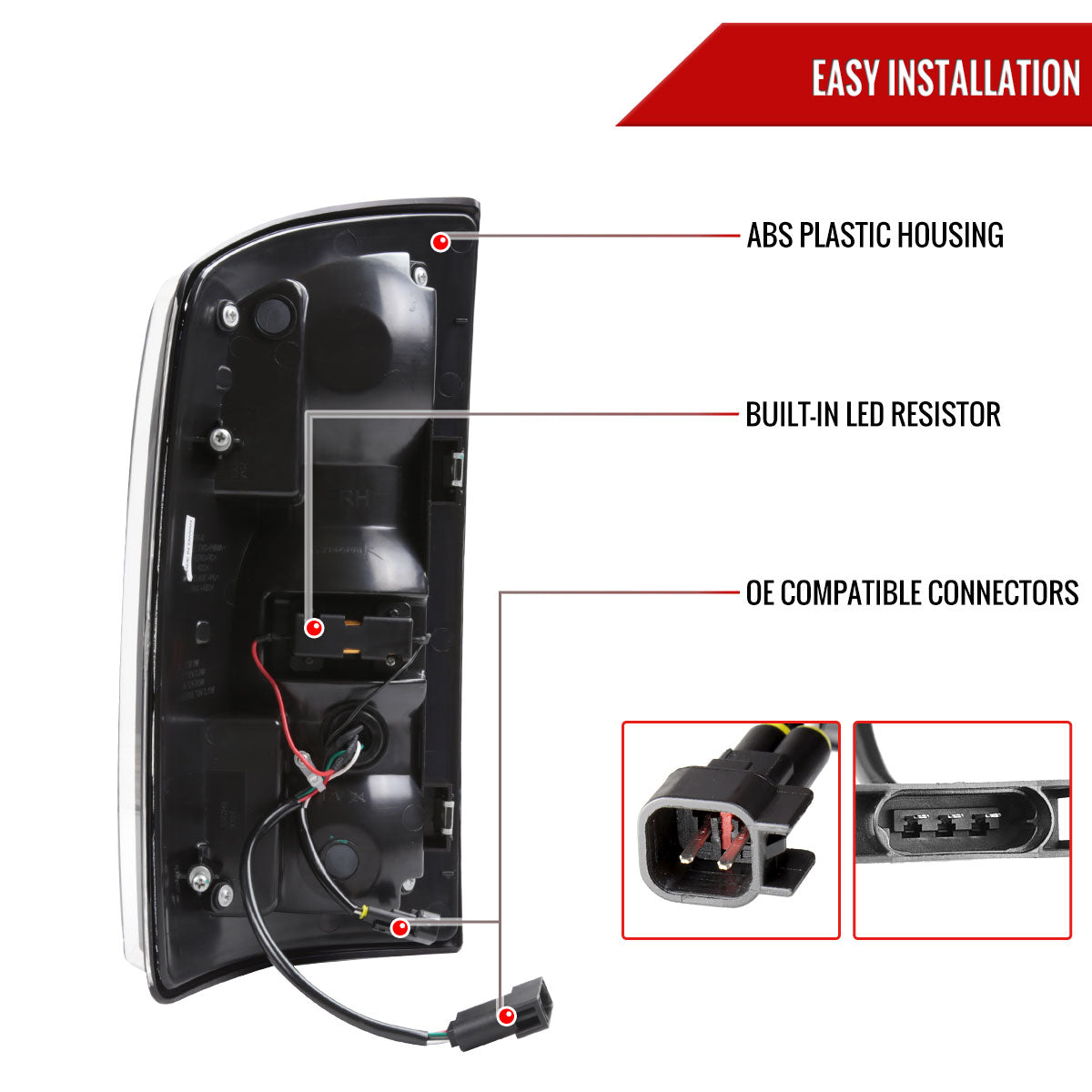 2007-2009 Dodge RAM 1500/2500/3500 White LED Bar Tail Lights (Matte Black Housing/Smoked Lens)