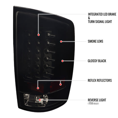 2007-2009 Dodge RAM LED Tail Lights (Glossy Black housing/Smoked Lens)