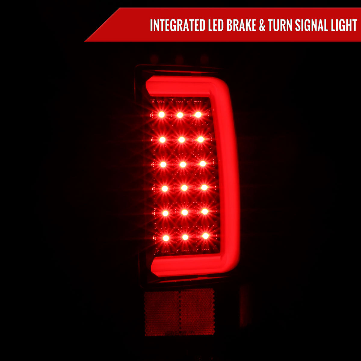2007-2009 Dodge RAM 1500/2500/3500 Red C-Bar LED Tail Lights (Jet Black Housing/Clear Lens)