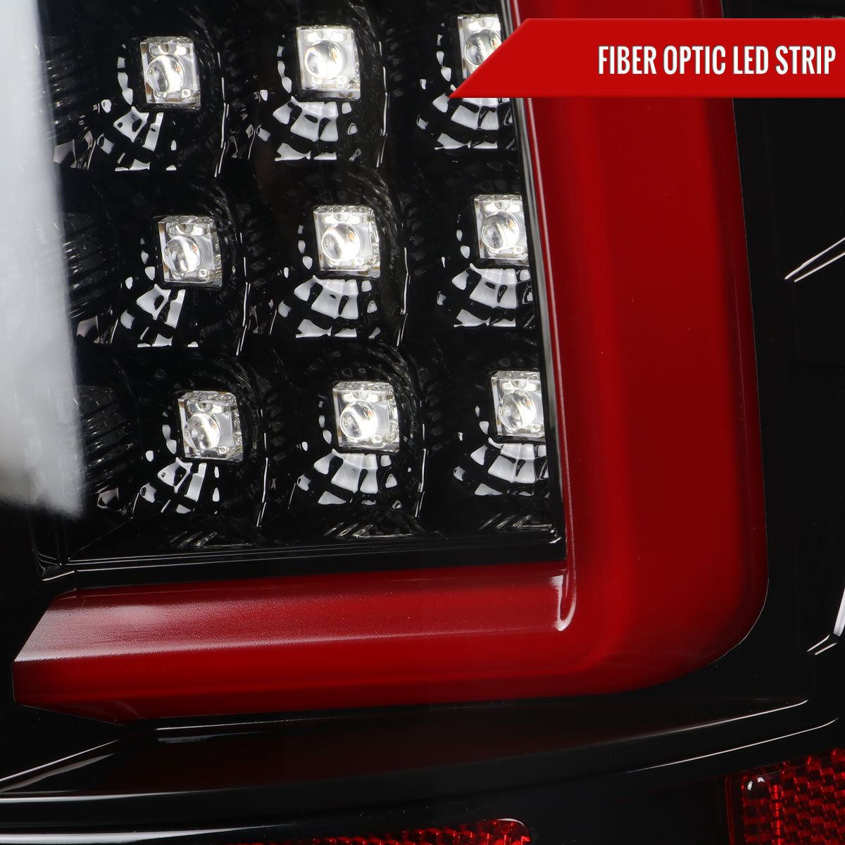 2007-2009 Dodge RAM 1500/2500/3500 Red C-Bar LED Tail Lights (Jet Black Housing/Clear Lens)