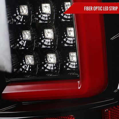2007-2009 Dodge RAM 1500/2500/3500 Red C-Bar LED Tail Lights (Jet Black Housing/Clear Lens)
