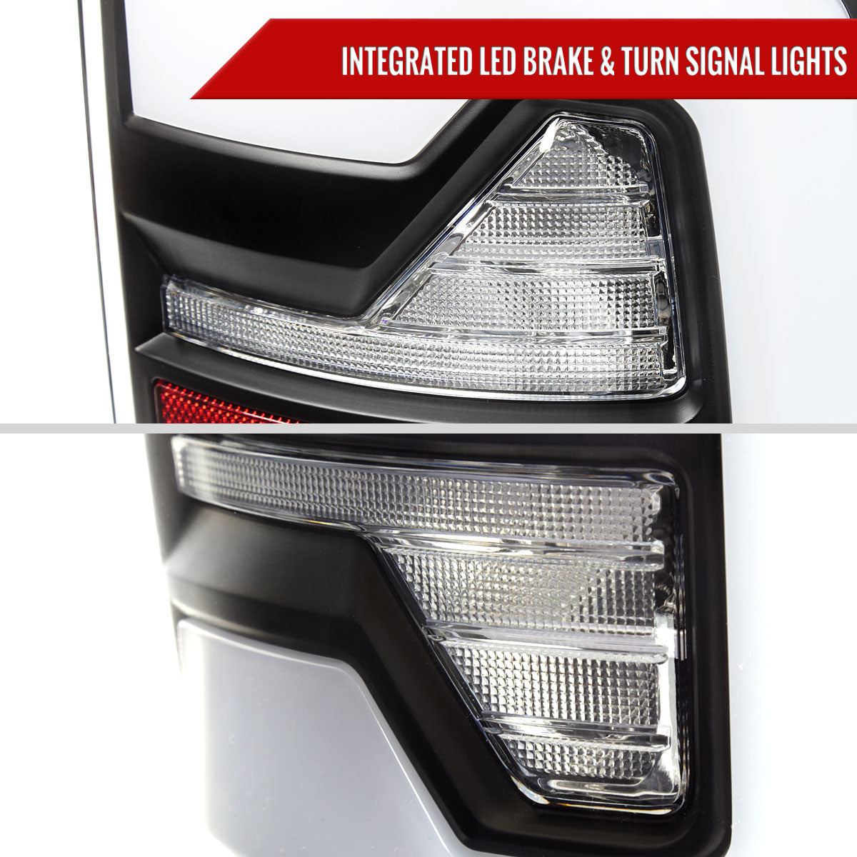 2007-2009 Dodge RAM 1500/2500/3500 White LED Bar Tail Lights (Matte Black Housing/Clear Lens)