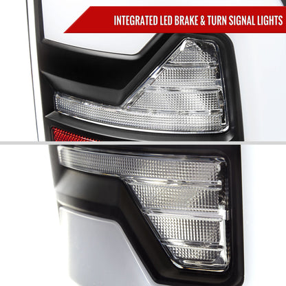 2007-2009 Dodge RAM 1500/2500/3500 White LED Bar Tail Lights (Matte Black Housing/Clear Lens)