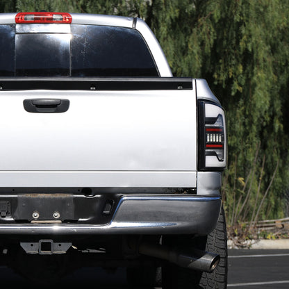 2007-2009 Dodge RAM 1500/2500/3500 White LED Bar Tail Lights (Matte Black Housing/Clear Lens)