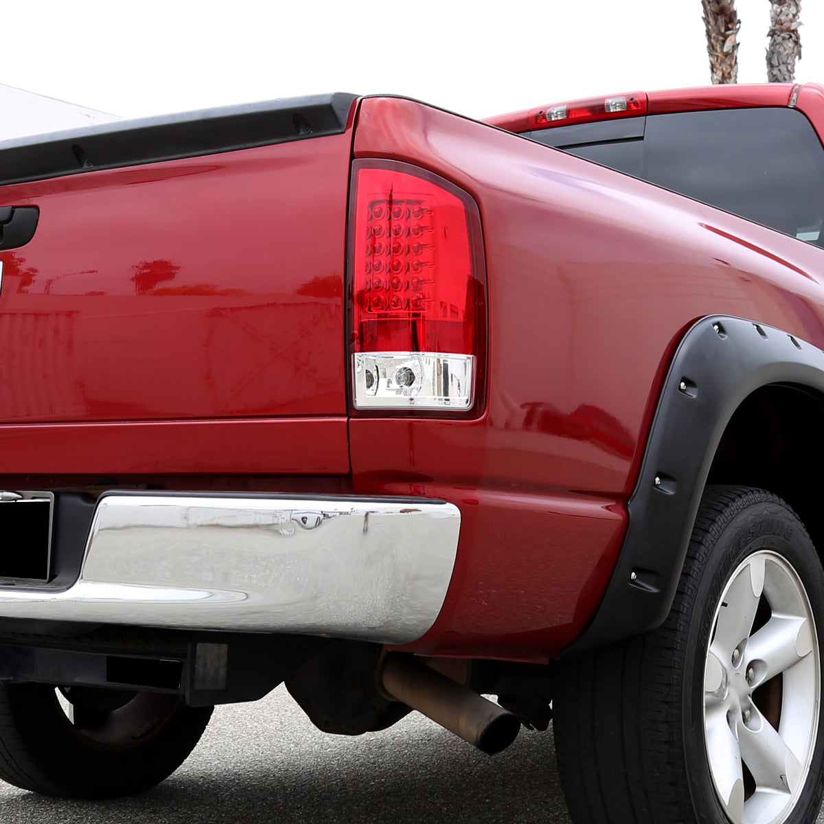 2007-2009 Dodge RAM LED Tail Lights (Chrome Housing/Red Lens)