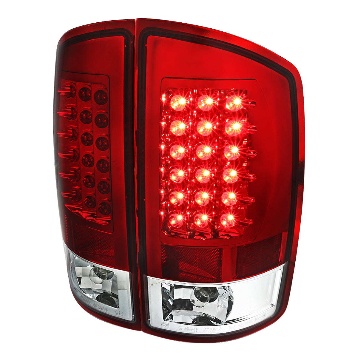2007-2009 Dodge RAM LED Tail Lights (Chrome Housing/Red Lens)