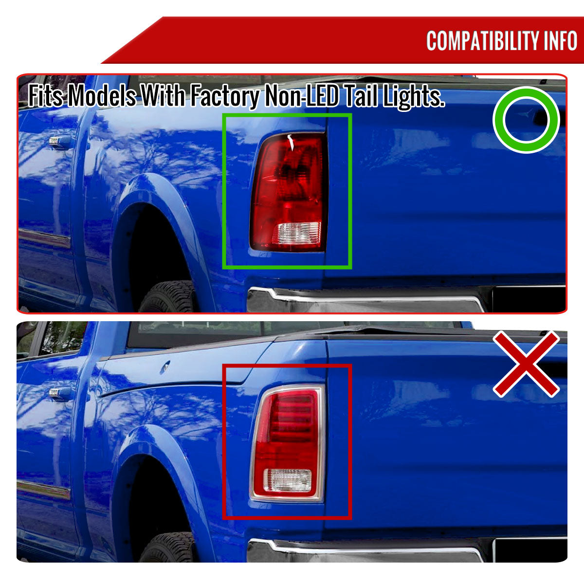 2009-2018 Dodge RAM 1500/2010-2018 RAM 2500 3500 White LED Bar Tail Lights (Black Housing/Smoked Lens)