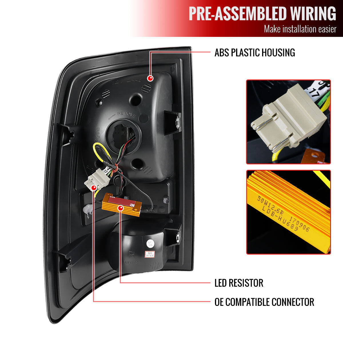 2009-2018 Dodge RAM 1500 / 2019-2021 Dodge RAM Classic / 2010-2018 RAM 2500 3500 LED Tail Lights (Glossy Black Housing/Smoked Lens)