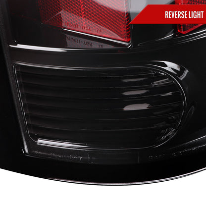 2009-2018 Dodge RAM 1500 / 2019-2021 RAM Classic / 2010-2018 RAM 2500 3500 White Bar LED Tail Lights (Glossy Black Housing/Clear Lens)