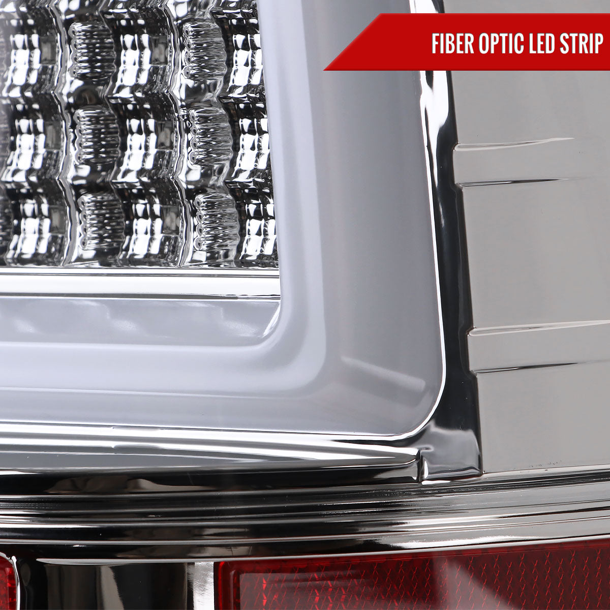 2009-2018 Dodge RAM 1500 / 2019-2021 RAM Classic / 2010-2018 RAM 2500 3500 White Bar LED Tail Lights (Chrome Housing/Clear Lens)