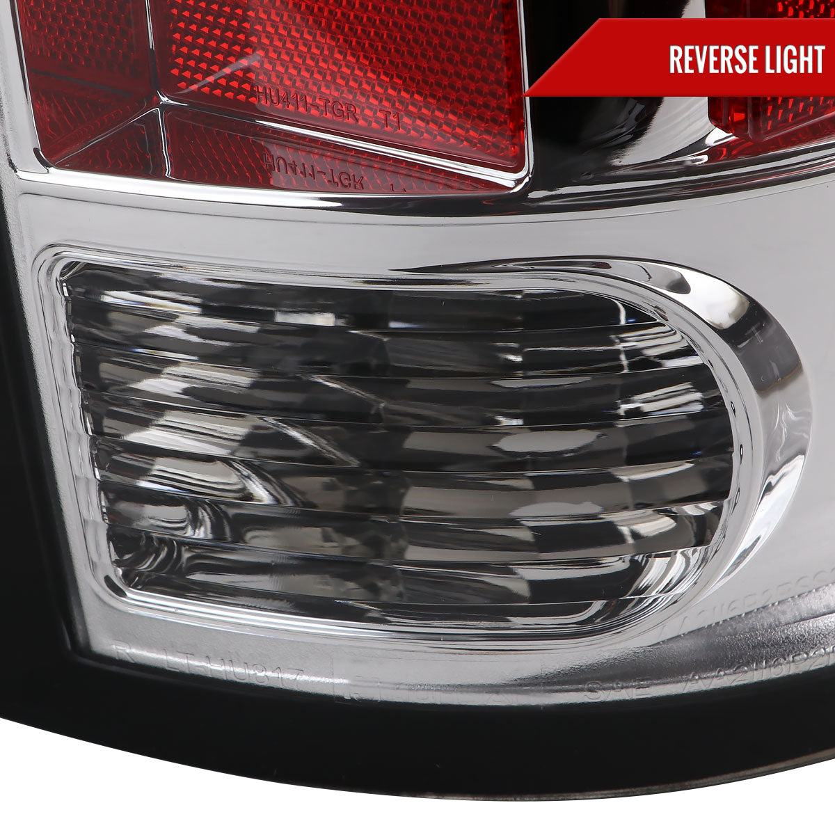 2009-2018 Dodge RAM 1500 / 2019-2021 RAM Classic / 2010-2018 RAM 2500 3500 White Bar LED Tail Lights (Chrome Housing/Clear Lens)