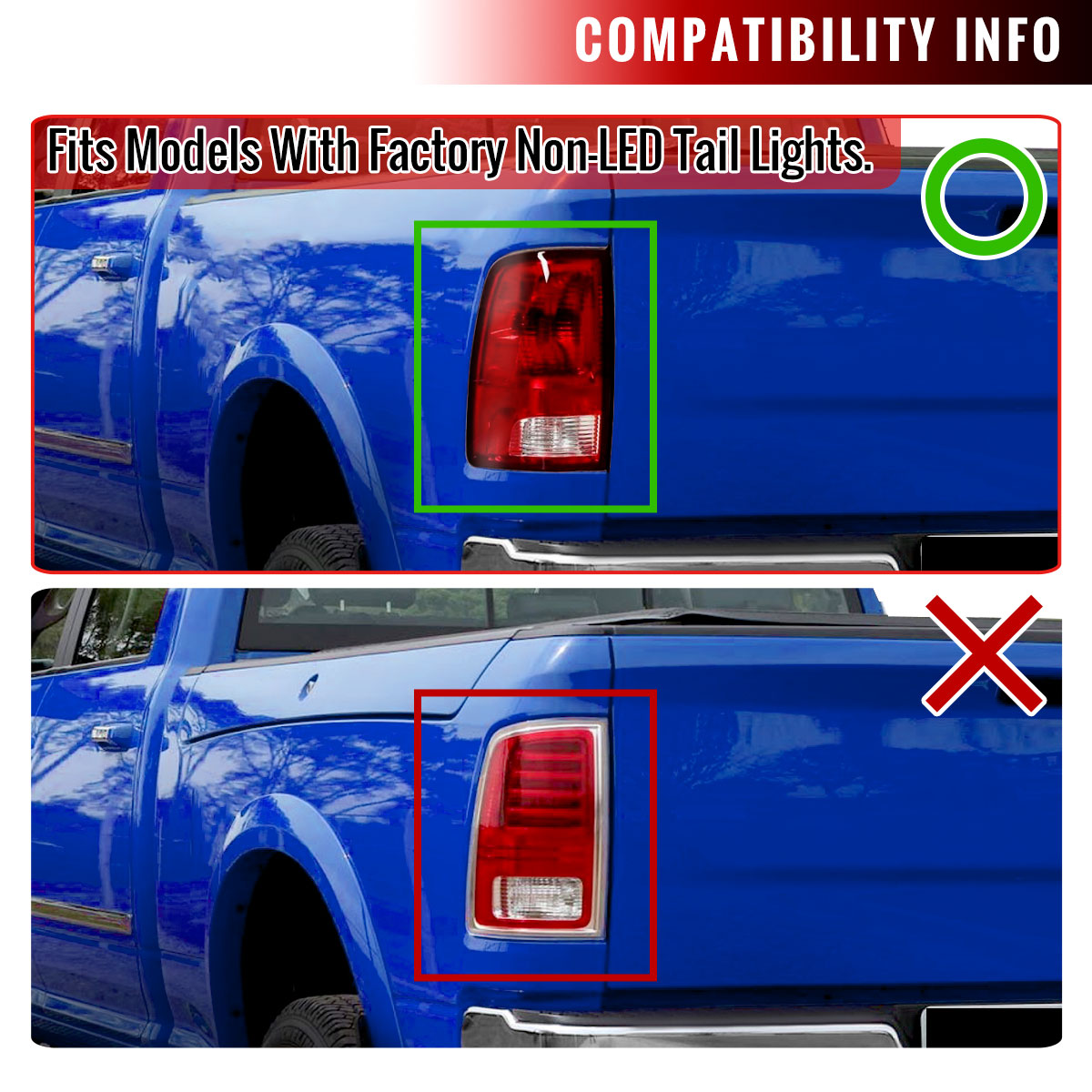 2009-2018 Dodge RAM 1500 / 2019-2021 Dodge RAM Classic / 2010-2018 RAM 2500 3500 LED Tail Lights (Chrome Housing/Smoked Lens)