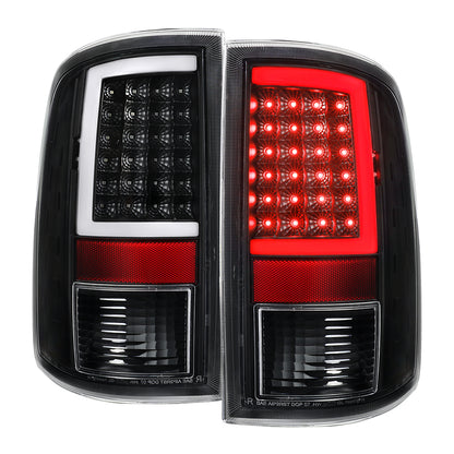 2009-2018 Dodge RAM 1500 / 2019-2021 RAM Classic / 2010-2018 RAM 2500 3500 Full LED C-Bar Tail Lights  (Black Housing / Clear Lens)