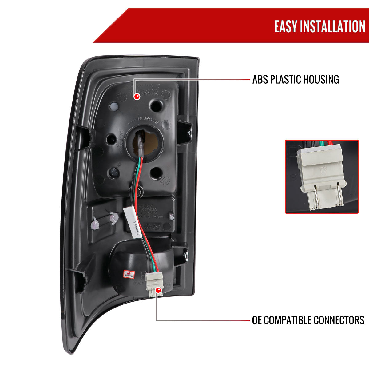 2009-2018 Dodge RAM 1500 / 2019-2021 RAM Classic / 2010-2018 RAM 2500 3500 White Bar LED Tail Lights (Matte Black Housing/Clear Lens)