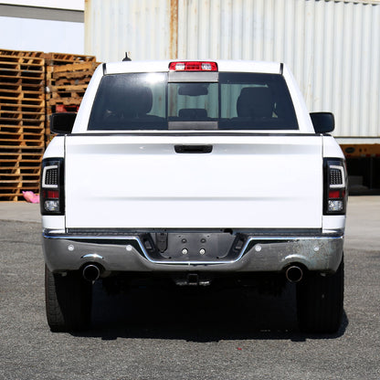 2009-2018 Dodge RAM 1500 / 2019-2021 RAM Classic / 2010-2018 RAM 2500 3500 White Bar LED Tail Lights (Matte Black Housing/Clear Lens)