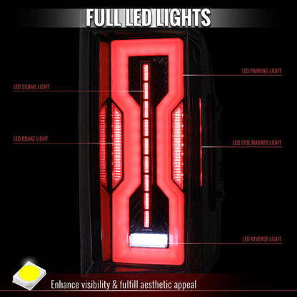 2009-2018 Dodge RAM 1500 / 2019-2021 RAM Classic / 2010-2018 RAM 2500 3500 Full LED Tail Lights (Jet Black Housing / Clear Lens)