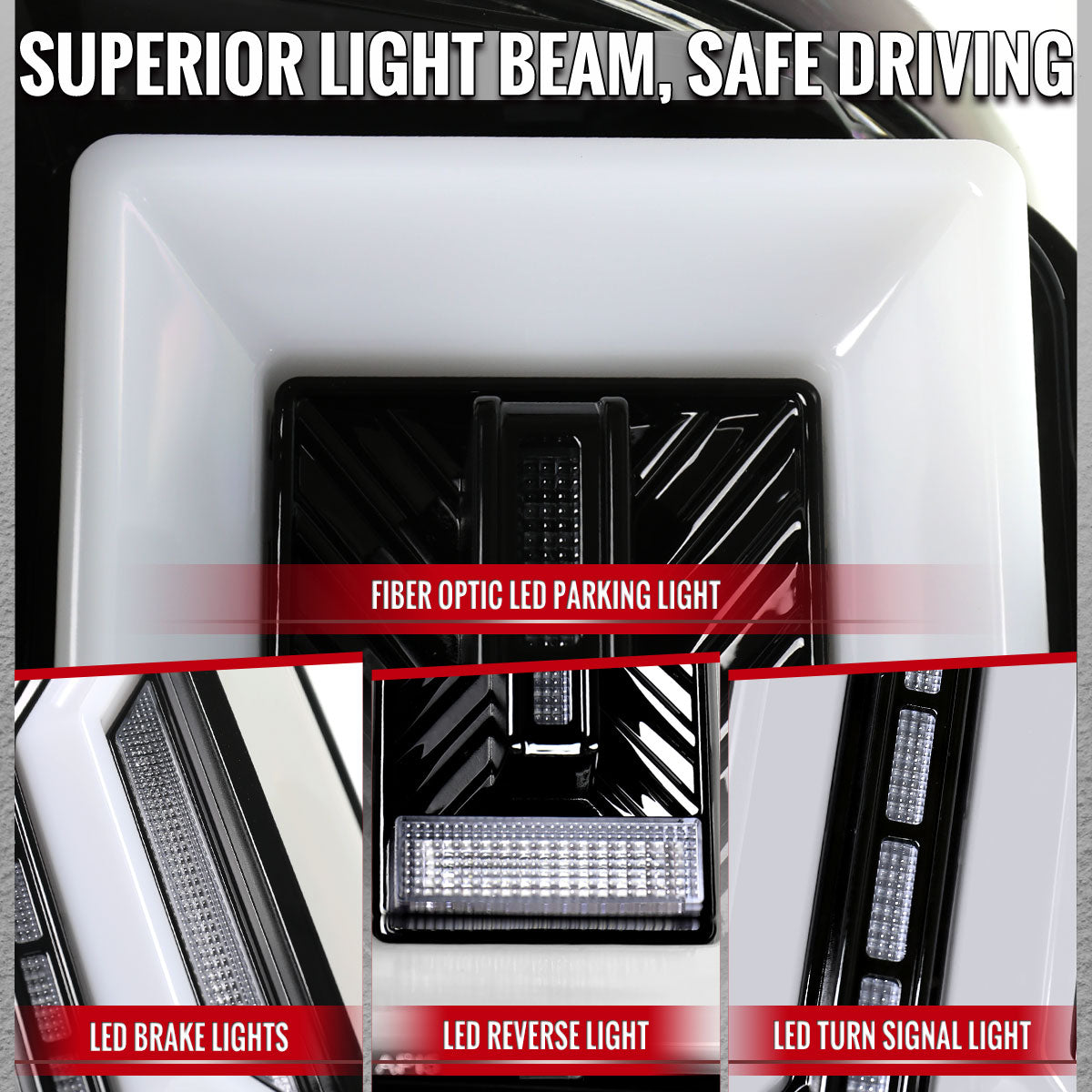 2009-2018 Dodge RAM 1500 / 2019-2021 RAM Classic / 2010-2018 RAM 2500 3500 Full LED Tail Lights (Jet Black Housing / Clear Lens)
