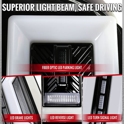2009-2018 Dodge RAM 1500 / 2019-2021 RAM Classic / 2010-2018 RAM 2500 3500 Full LED Tail Lights (Jet Black Housing / Clear Lens)