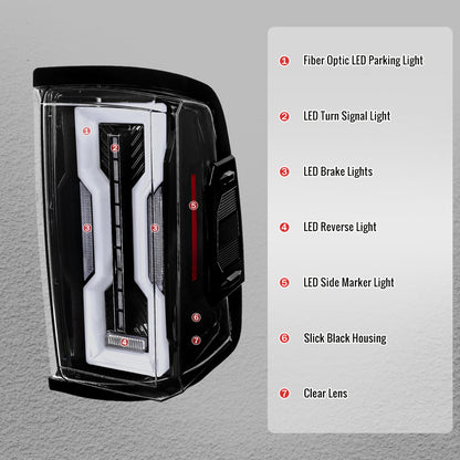 2009-2018 Dodge RAM 1500 / 2019-2021 RAM Classic / 2010-2018 RAM 2500 3500 Full LED Tail Lights (Jet Black Housing / Clear Lens)