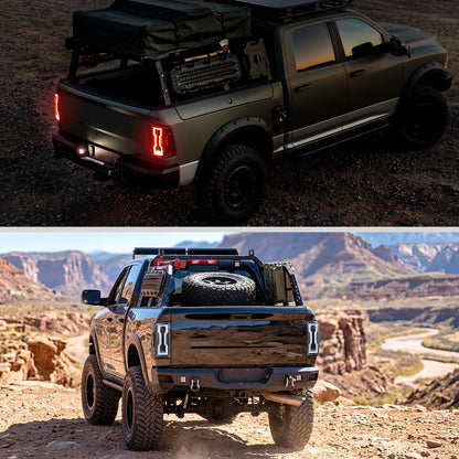 2009-2018 Dodge RAM 1500 / 2019-2021 RAM Classic / 2010-2018 RAM 2500 3500 Full LED Tail Lights (Jet Black Housing / Clear Lens)