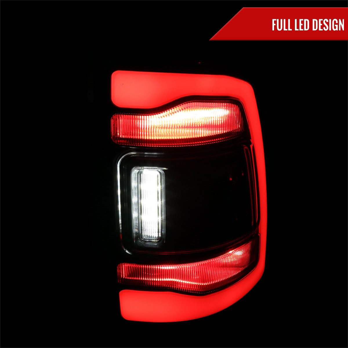 2009-2018 Dodge RAM 1500/2019-2022 RAM 1500 Classic/2010-2018 RAM 2500 3500 LED Bar Tail Lights (Matte Black Housing/Clear Lens)