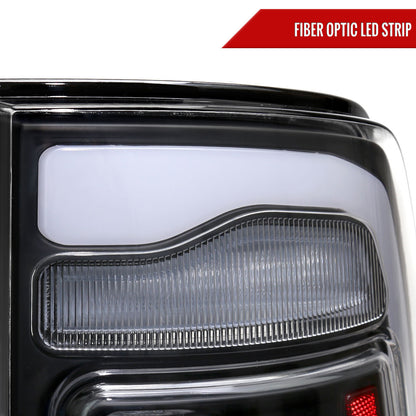 2009-2018 Dodge RAM 1500/2019-2022 RAM 1500 Classic/2010-2018 RAM 2500 3500 LED Bar Tail Lights (Matte Black Housing/Clear Lens)