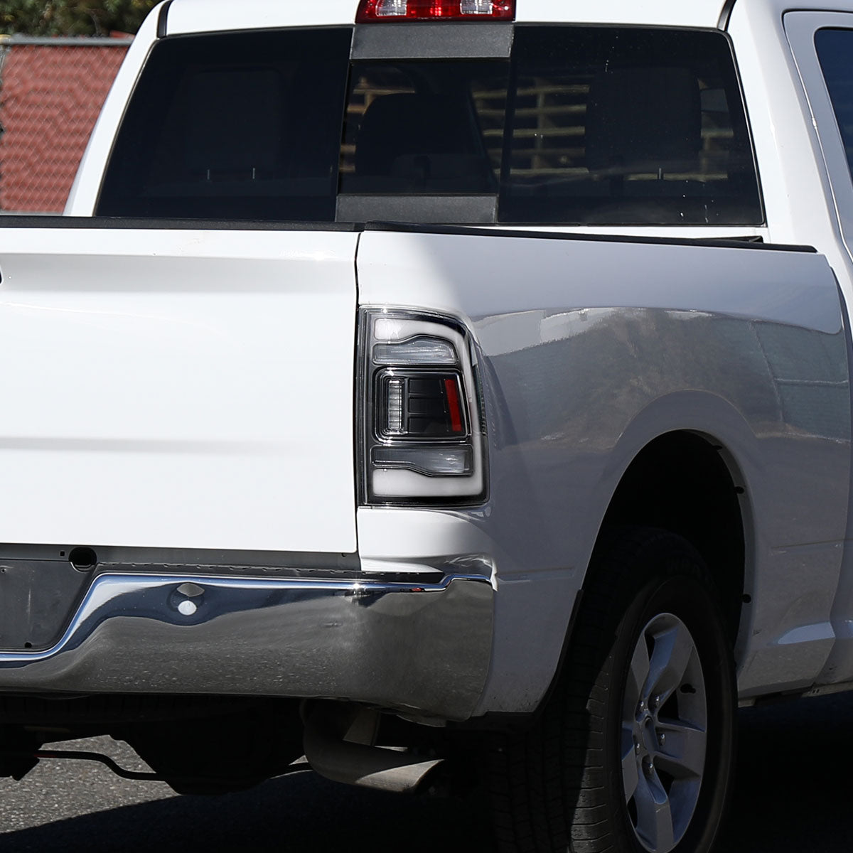 2009-2018 Dodge RAM 1500/2019-2022 RAM 1500 Classic/2010-2018 RAM 2500 3500 LED Bar Tail Lights (Matte Black Housing/Clear Lens)
