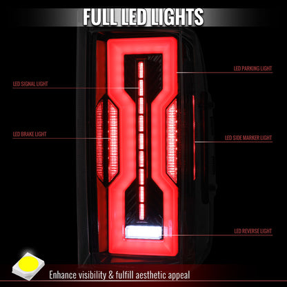 2009-2018 Dodge RAM 1500 / 2019-2021 RAM Classic / 2010-2018 RAM 2500 3500 Full LED Tail Lights (Jet Black Housing / Clear Lens)