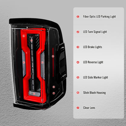 2009-2018 Dodge RAM 1500 / 2019-2021 RAM Classic / 2010-2018 RAM 2500 3500 Full LED Tail Lights (Jet Black Housing / Clear Lens)
