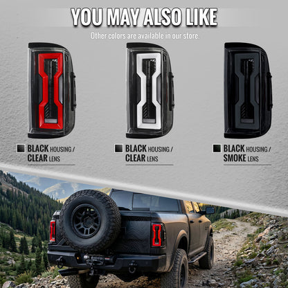 2009-2018 Dodge RAM 1500 / 2019-2021 RAM Classic / 2010-2018 RAM 2500 3500 Full LED Tail Lights (Jet Black Housing / Clear Lens)