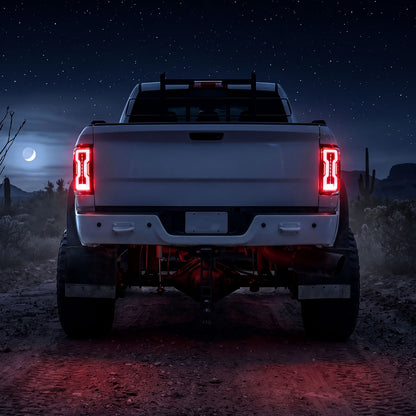 2009-2018 Dodge RAM 1500 / 2019-2021 RAM Classic / 2010-2018 RAM 2500 3500 Full LED Tail Lights (Jet Black Housing / Clear Lens)
