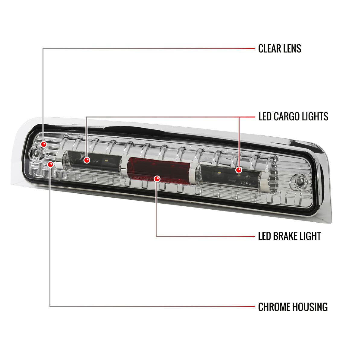 2009-2022 Dodge RAM SMD LED 3rd Brake Light (Chrome Housing/Clear Lens)