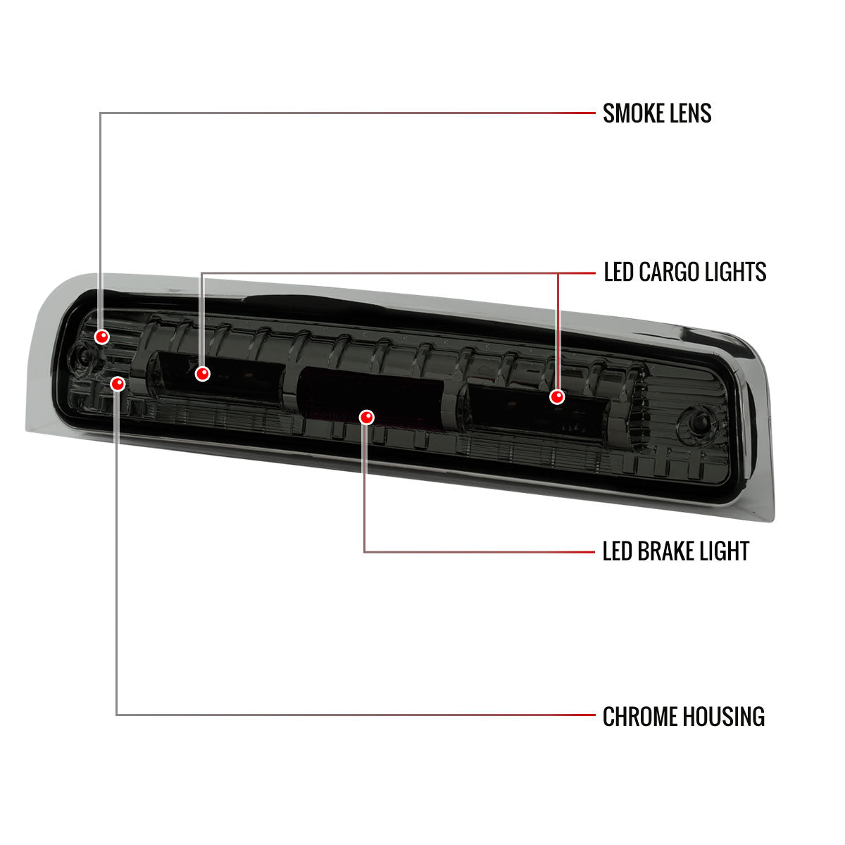 2009-2022 Dodge RAM SMD LED 3rd Brake Light (Chrome Housing/Smoked Lens)