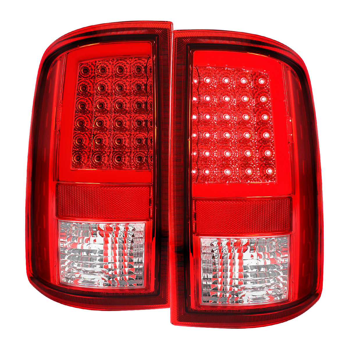 2009-2018 Dodge RAM 1500 / 2019-2021 RAM Classic / 2010-2018 RAM 2500 3500 Full LED C-Bar Tail Lights (Chrome Housing / Red Clear Lens)