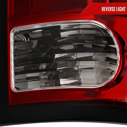 2009-2018 Dodge RAM 1500 / 2019-2021 RAM Classic / 2010-2018 RAM 2500 3500 White Bar LED Tail Lights (Chrome Housing/Red Lens)