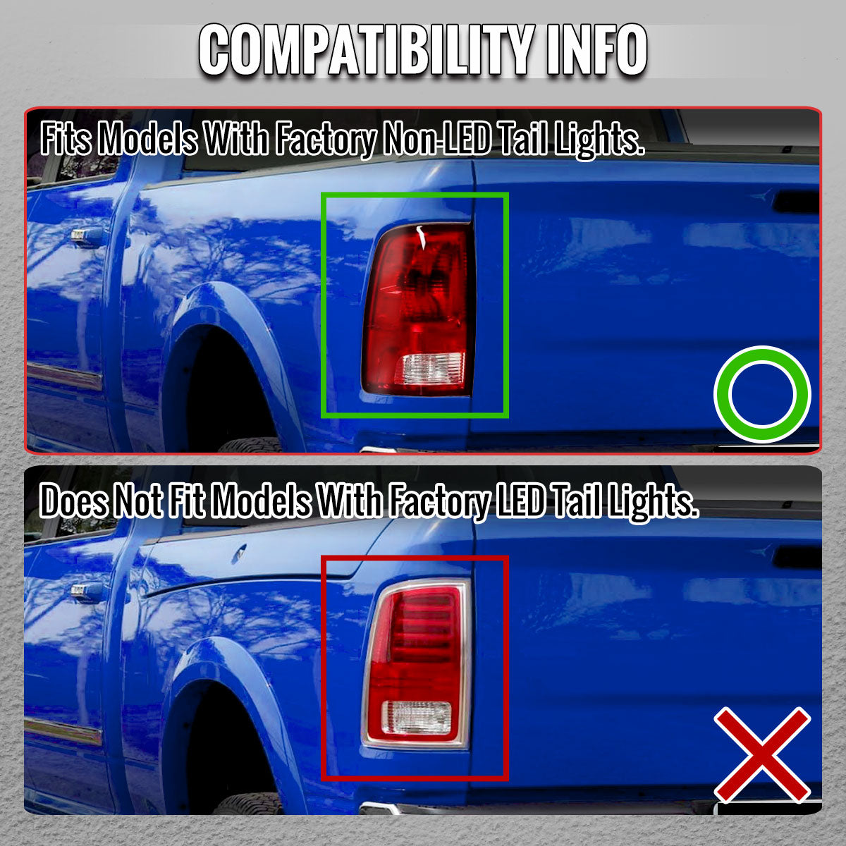 2009-2018 Dodge RAM 1500 / 2019-2021 RAM Classic / 2010-2018 RAM 2500 3500 Full LED C-Bar Tail Lights  (Black Housing / Smoked Lens)