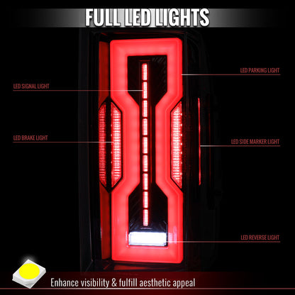 2009-2018 Dodge RAM 1500 / 2019-2021 RAM Classic / 2010-2018 RAM 2500 3500 Full LED Tail Lights (Glossy Black Housing / Smoked Lens)