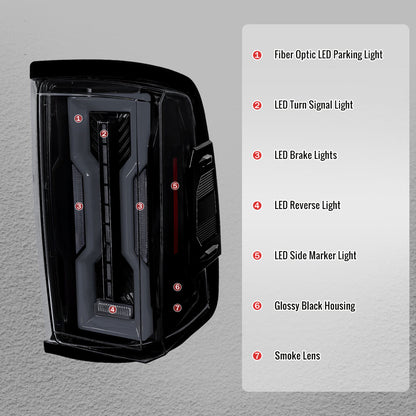 2009-2018 Dodge RAM 1500 / 2019-2021 RAM Classic / 2010-2018 RAM 2500 3500 Full LED Tail Lights (Glossy Black Housing / Smoked Lens)