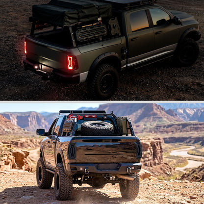 2009-2018 Dodge RAM 1500 / 2019-2021 RAM Classic / 2010-2018 RAM 2500 3500 Full LED Tail Lights (Glossy Black Housing / Smoked Lens)