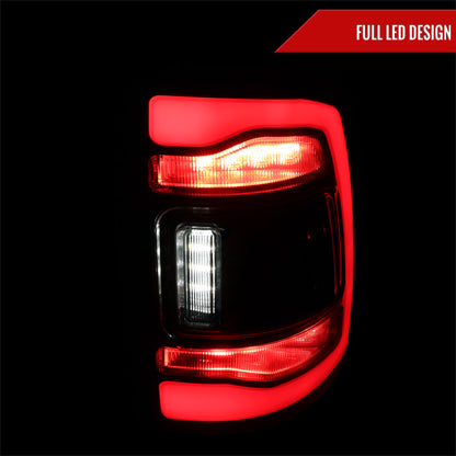 2009-2018 Dodge RAM 1500/2019-2022 RAM 1500 Classic/2010-2018 RAM 2500 3500 Red LED Bar Tail Lights (Matte Black Housing/Smoked Lens)