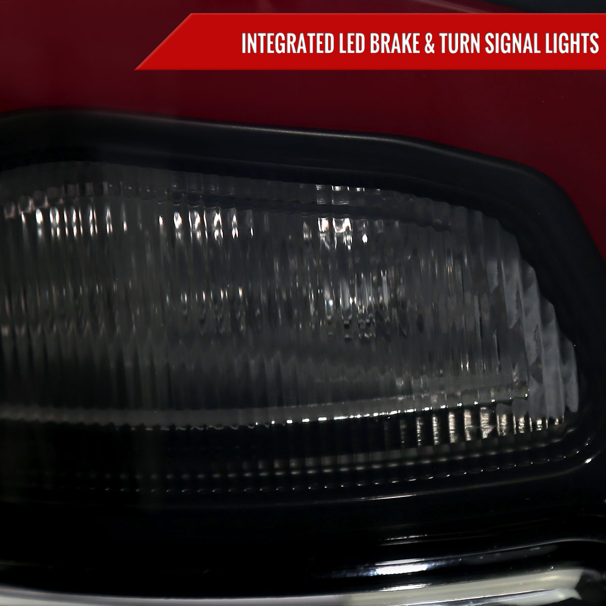 2009-2018 Dodge RAM 1500/2019-2022 RAM 1500 Classic/2010-2018 RAM 2500 3500 Red LED Bar Tail Lights (Matte Black Housing/Smoked Lens)