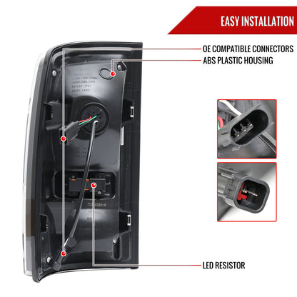 2009-2018 Dodge RAM 1500/2019-2022 RAM 1500 Classic/2010-2018 RAM 2500 3500 Red LED Bar Tail Lights (Matte Black Housing/Smoked Lens)