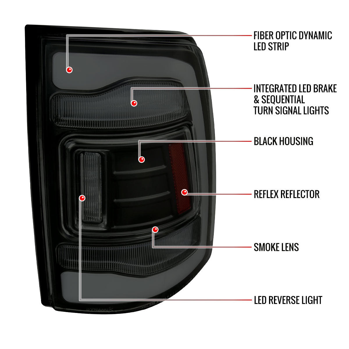 2013-2018 RAM 1500/2500/3500 Sequential Signal LED Tail Lights (Black Housing/Smoked Lens)