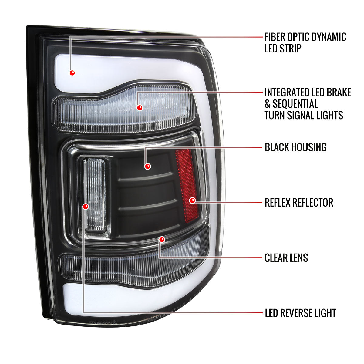 2013-2018 RAM 1500/2500/3500 Sequential Signal LED Tail Lights (Matte Black Housing/Clear Lens)