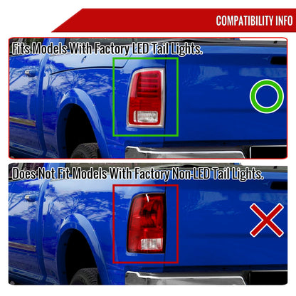 2013-2018 RAM 1500/2500/3500 Sequential Signal LED Tail Lights (Black Housing/Clear Lens)