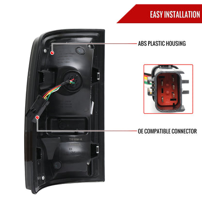 2013-2018 RAM 1500/2500/3500 Sequential Signal LED Tail Lights (Black Housing/Clear Lens)
