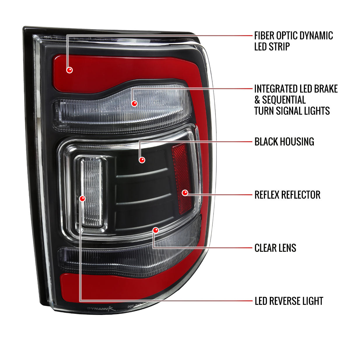 2013-2018 RAM 1500/2500/3500 Sequential Signal LED Tail Lights (Black Housing/Clear Lens)